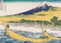 The Coast at Tago near Ejiri on the Road to Tokaido, (Tokaido Ejiri Tago-no-ura ryakuzu), from the series Thirty-Six Views of Mount Fuji (Fugaku Sanjurokkei)